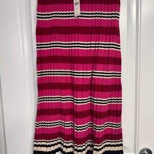 Anthropologie Striped Ribbed Maxi Skirt in Fuchsia, Magenta, Cream & Black